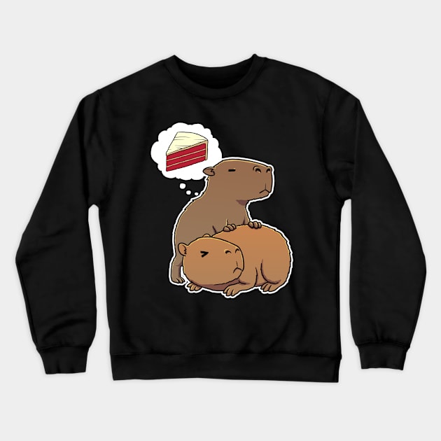 Capybara hungry for Red Velvet Cake Crewneck Sweatshirt by capydays